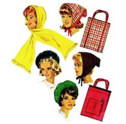 5184 1960S TOTE BAGS, BERET, HOOD SCARF, SCARF PATTERN OS